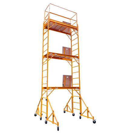 18 Ft High Rolling Scaffold Tower 3 Story 1000 lbs Capacity with Hatch and 32" Swivel Outriggers