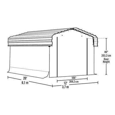 Arrow Fabric Enclosure Kit with UV Treated Cover for 12 x 20-Feet Carports, 12' x 20'