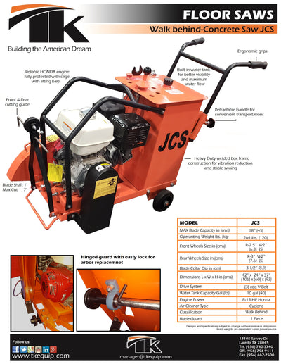 Concrete Saw JCS 18" Capacity (Built-in Water Tank)