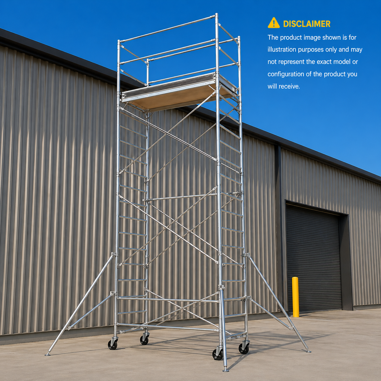 Contractor Scaffolds Stationary Tower Set – 5 ft High x 7 ft Long x 5 ft Wide (with Guard Rail)