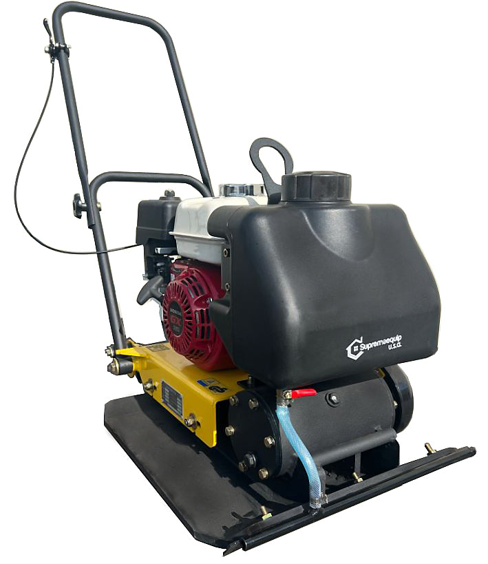 SupremEquip Plate Compactor Honda GX160 with Water Tank Compaction Force 4050 lbs Free Wheel Kit