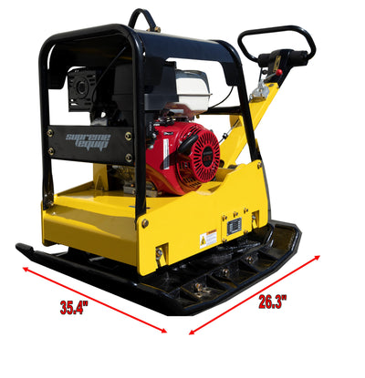 SupremeEquip Reversible Vibratory Plate Compactor 13hp Honda GX390 Hydraulic Handle 8500LB Compaction Force
