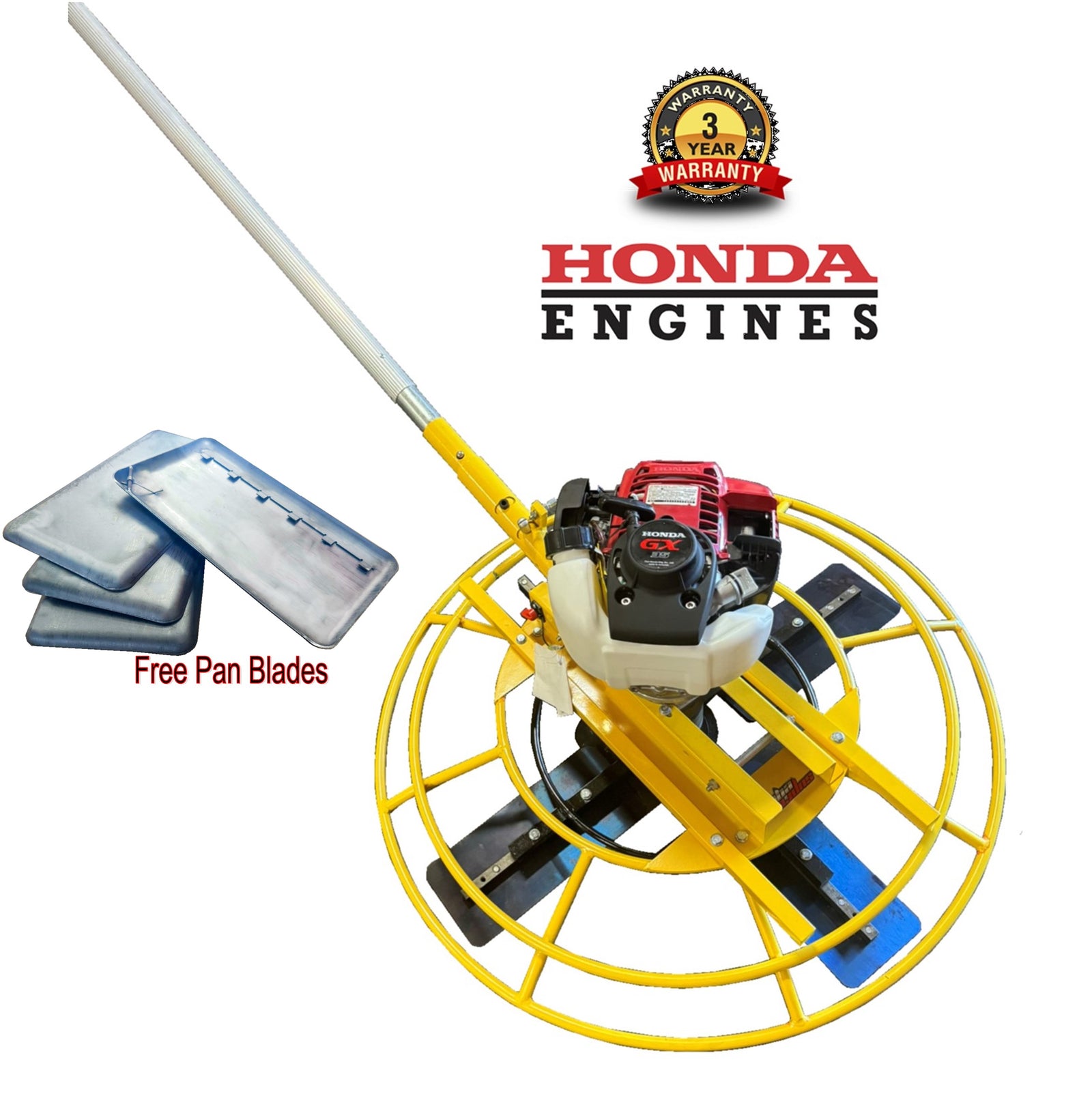 30-Inch Portable Concrete Power Trowel with 18ft Bull Float Handle with GX35 Honda Engine