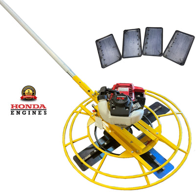 30-Inch Portable Concrete Power Trowel with 18ft Bull Float Handle with GX35 Honda Engine