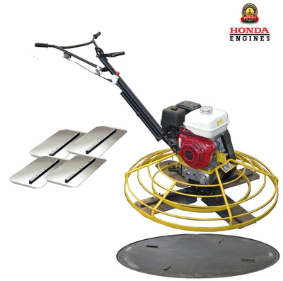 36" Walk Behind Power Trowel for Concrete and Cement, Commercial Grade, with Pitch Handle, Powered by Honda GX160 Series