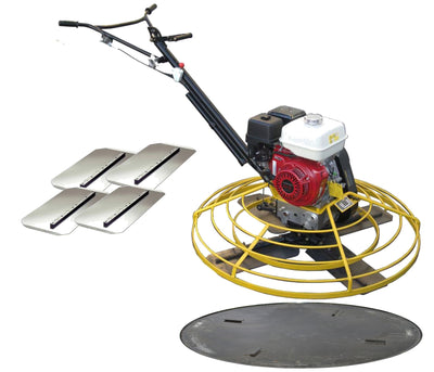 36" Walk Behind Power Trowel for Concrete and Cement, Commercial Grade, with Pitch Handle, Powered by Honda GX160 Series