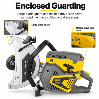 14" Gas-Powered Concrete Cutter | 4.8 HP Two-Stroke Engine | 5" Cutting Depth