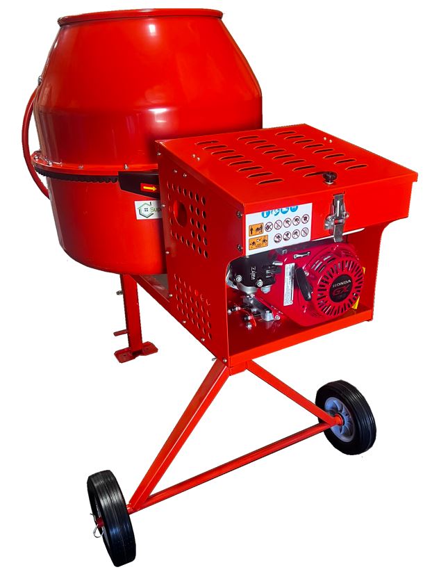 Heavy Duty Gas Cement Mixer: Honda GX160 8.83 Cubic Feet Capacity for Concrete, Stucco, and Cement Mixing