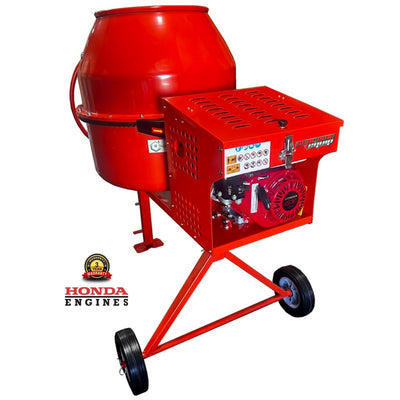 Heavy Duty Gas Cement Mixer: Honda GX160 8.83 Cubic Feet Capacity for Concrete, Stucco, and Cement Mixing