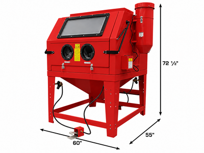 SupremeEquip Industrial Sandblasting Cabinet with Dual Operator Stations & Dust Collection System
