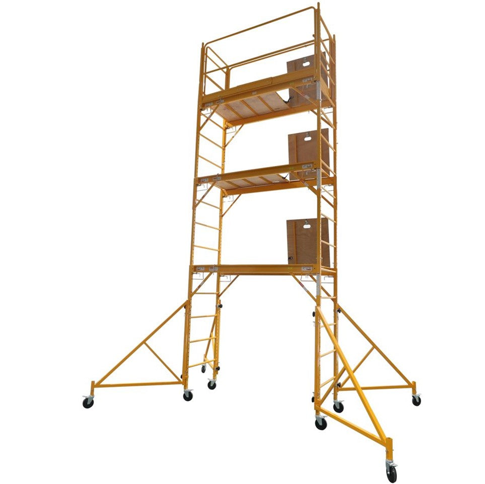 18 Ft High Rolling Scaffold Tower 3 Story 1000 lbs Capacity with Hatch and 32" Swivel Outriggers