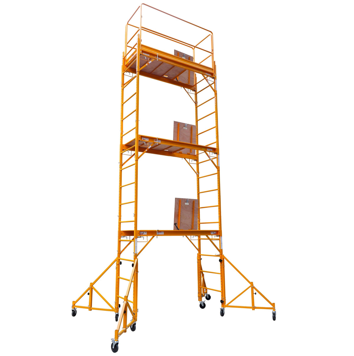 18 Ft High Rolling Scaffold Tower 3 Story 1000 lbs Capacity with Hatch and 32" Swivel Outriggers