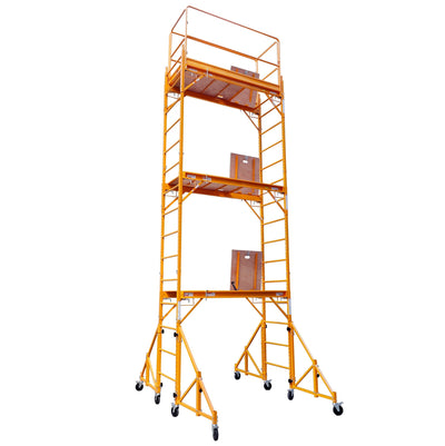 18 Ft High Rolling Scaffold Tower 3 Story 1000 lbs Capacity with Hatch and 32" Swivel Outriggers