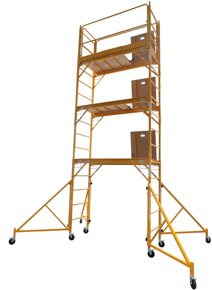 18 Ft High Rolling Scaffold Tower 3 Story 1000 lbs Capacity with Hatch and 36" Swivel Outriggers Plus Free 8pc base plate