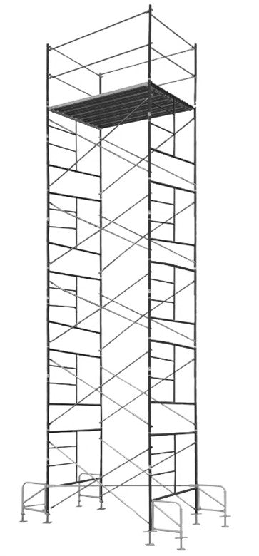 Contractor Mason Stationary Scaffolds Outdoor Tower 25 Ft High 7 Ft Long, 5 Ft Wide with Guard Rails