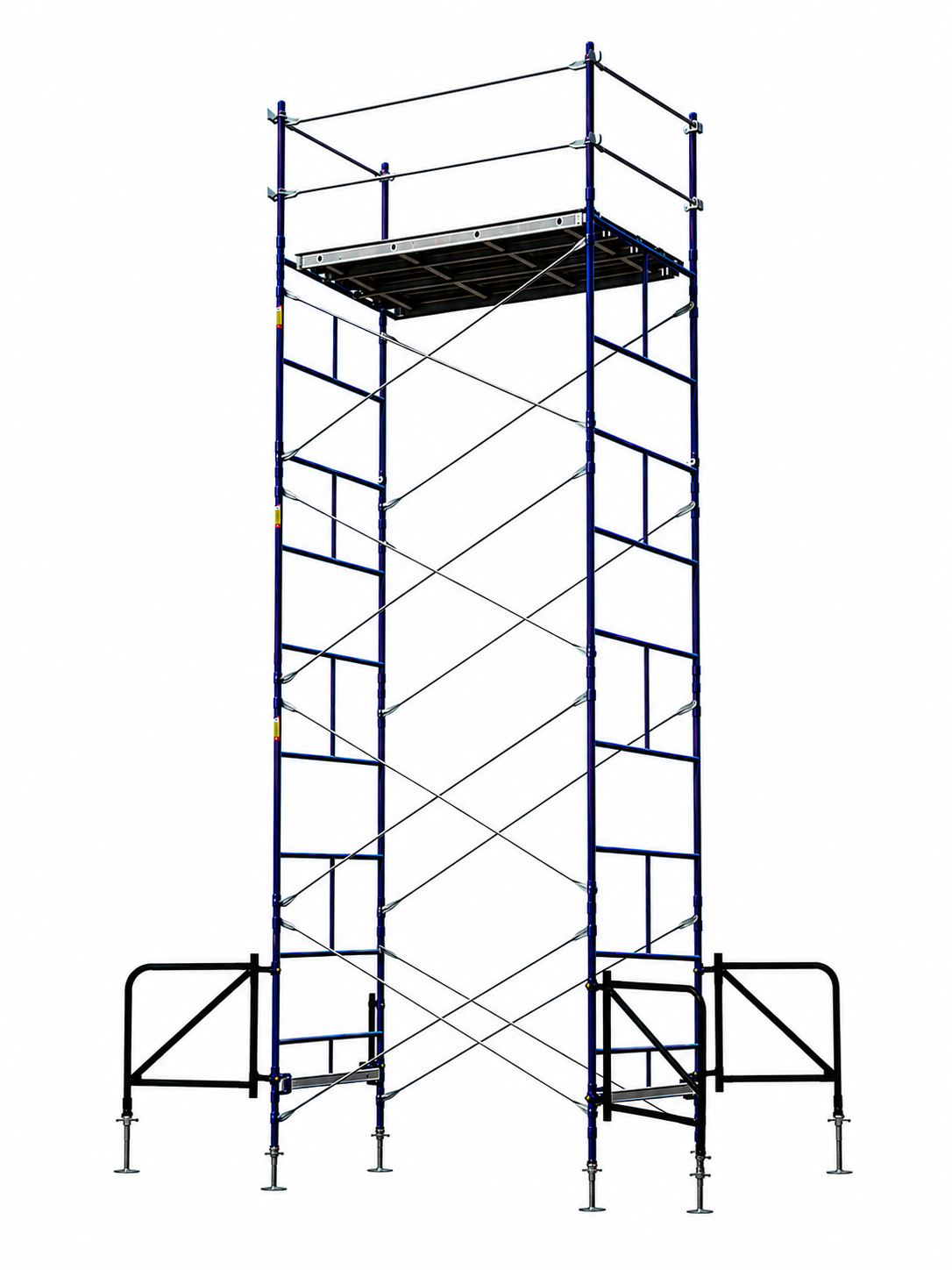 Contractor Mason Stationary Scaffolds Outdoor Tower 25 Ft High 7 Ft Long, 5 Ft Wide with Guard Rails