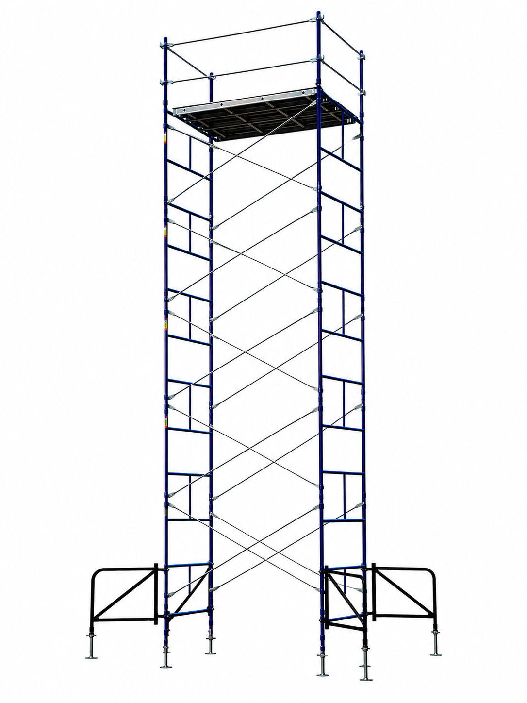 Contractor Mason Scaffolds Stationary Tower 30 Ft High 7 Ft Long, 5 Ft Wide with Guard Rails