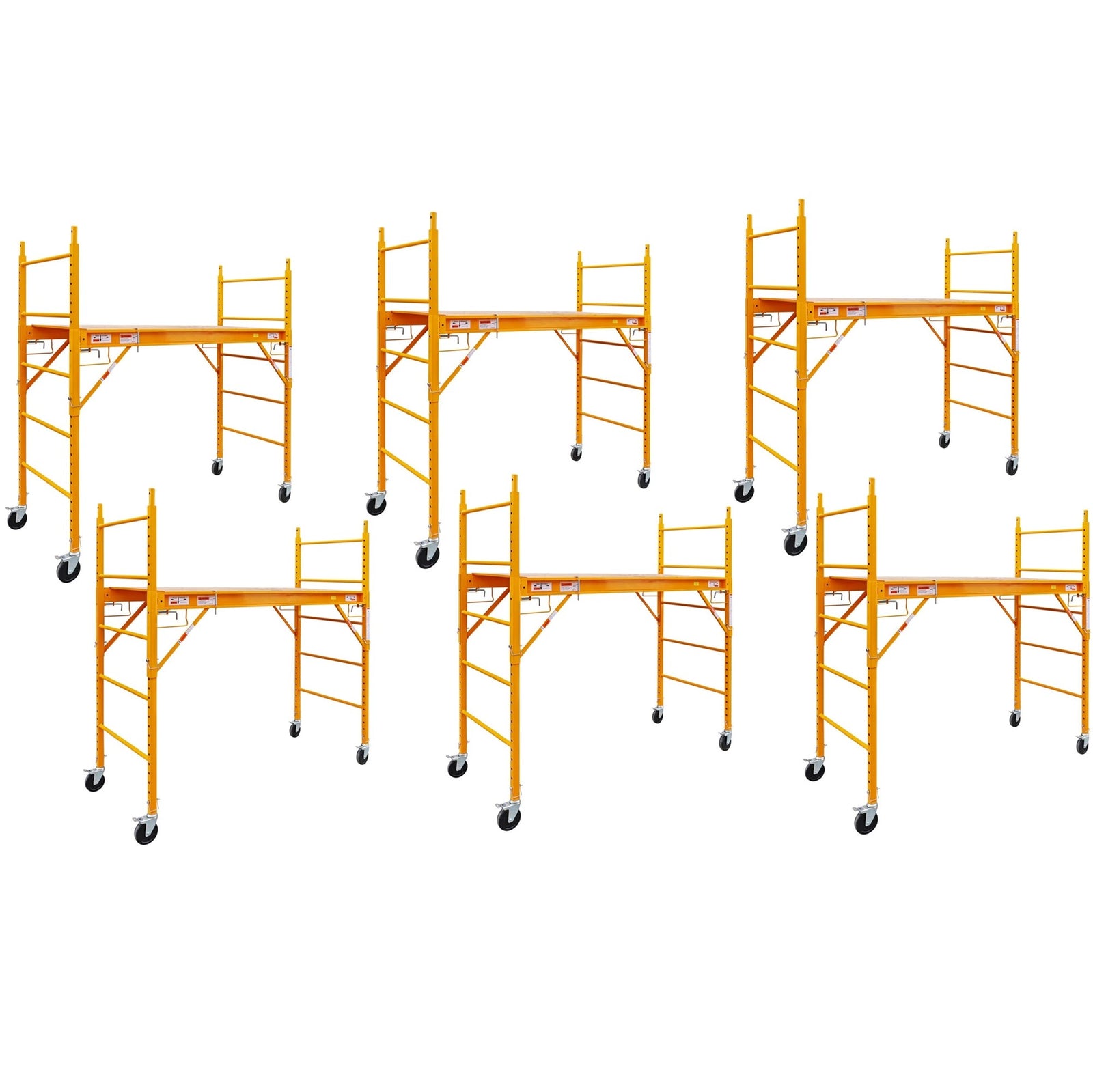 6 Complete Sets of 6 Foot Multi Purpose Rolling Scaffolding 1000-LB Capacity