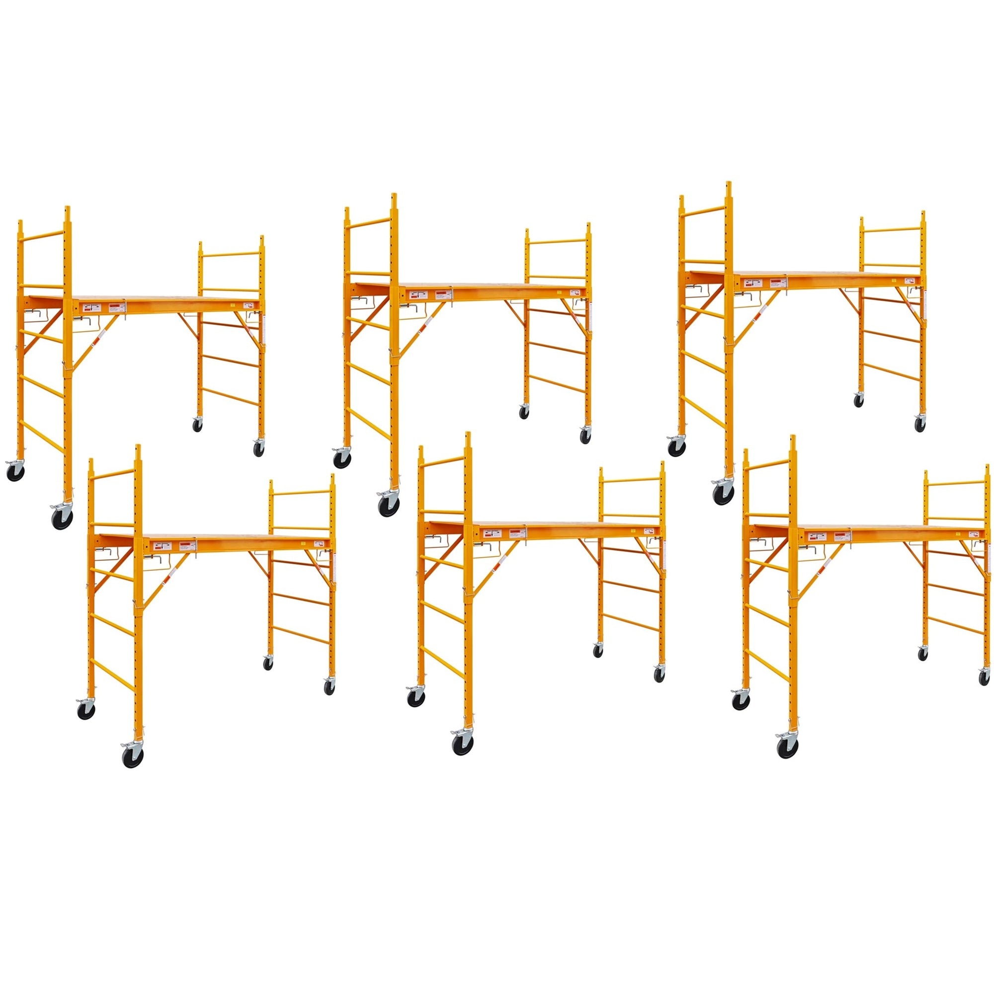 6 Complete Sets of 6 Foot Multi Purpose Rolling Scaffolding 1000-LB Capacity