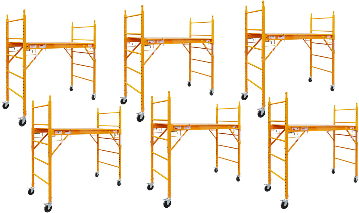6 Complete Sets of 6 Foot Multi Purpose Rolling Scaffolding 1000-LB Capacity