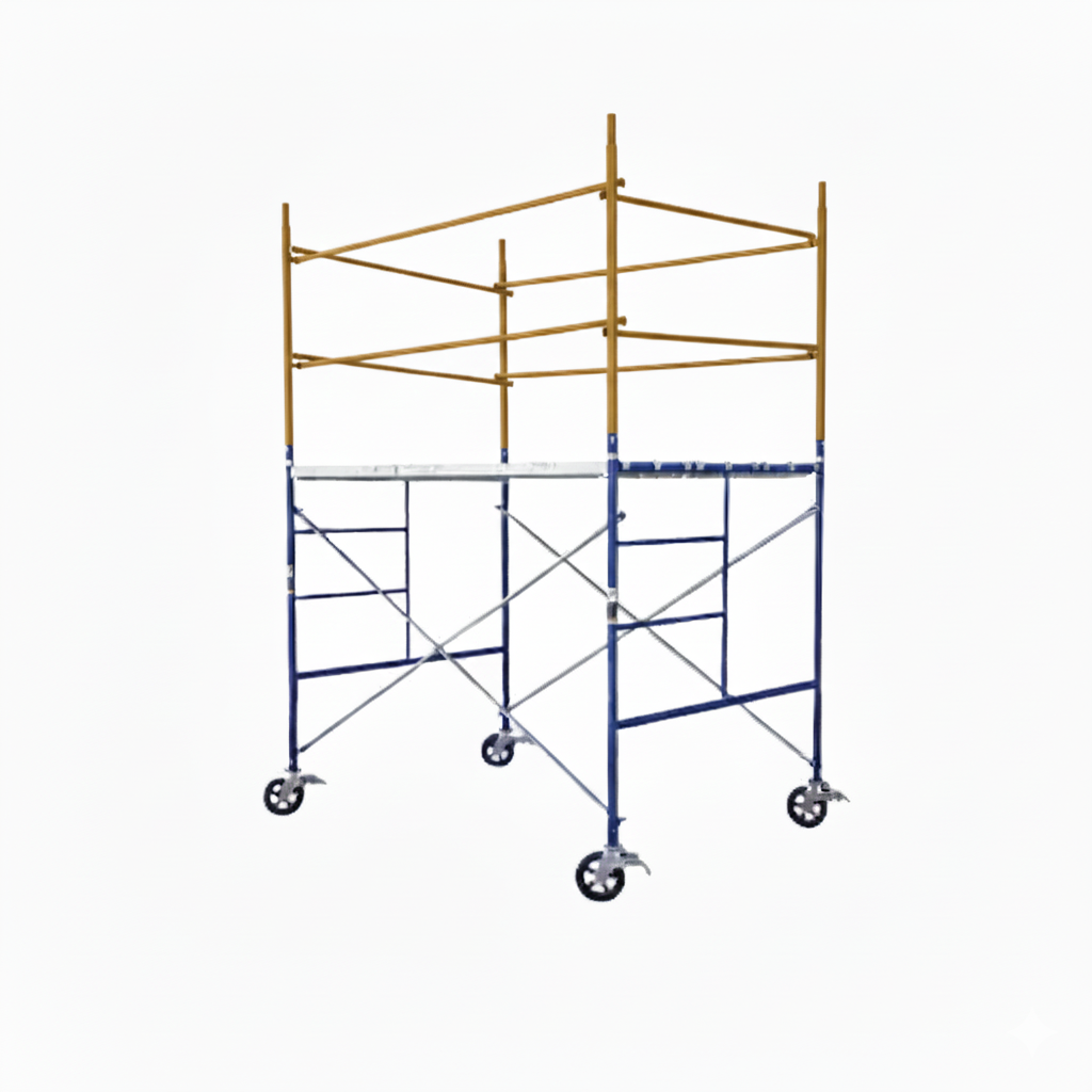 Contractor Scaffolds Stationary Tower Set – 5 ft High x 7 ft Long x 5 ft Wide (with Guard Rail)