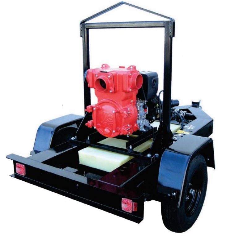 Multiquip QP4TK Pump with Multiquip TRLRMP Trailer (16 GAL Fuel Cell)