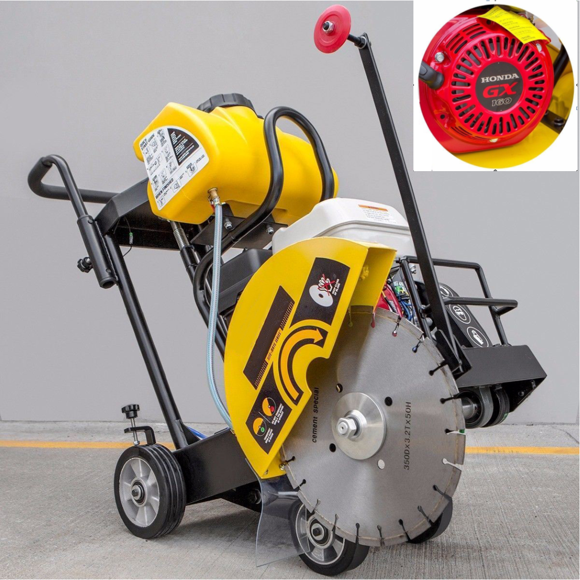 Gas Floor Concrete Cut-Off Saw w/ Blade, 14" Walk Behind 5.5 Hp, Powered By Honda Engine