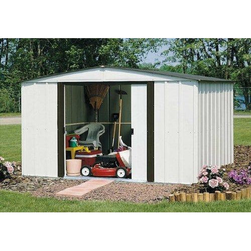 Arrow Newburgh Low Gable Steel Storage Shed, Coffee/Eggshell, 10 x 8 ft.