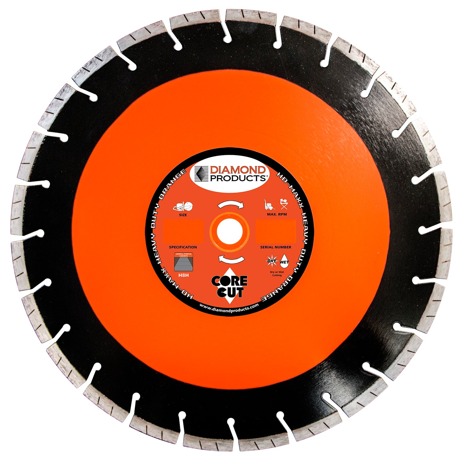 16" x .125 x UNV Heavy Duty Orange MAXX High Speed Blade with 1" and 20mm universal arbor