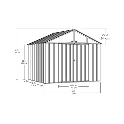 Arrow EZEE Shed Extra High Gable Steel Storage Shed, Cream, 10 x 8 ft.