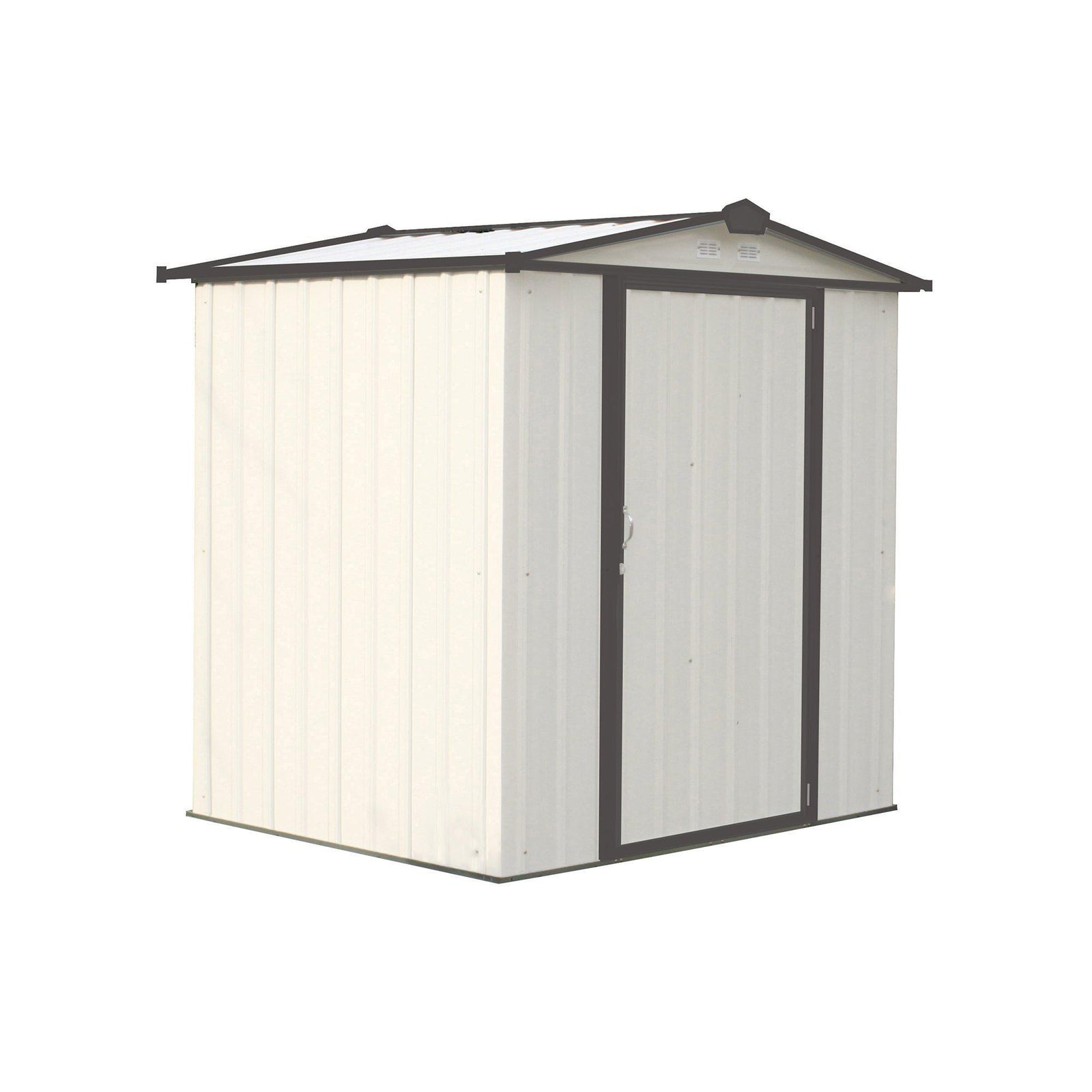 Arrow EZEE Shed Low Gable Steel Storage Shed, Cream/Charcoal Trim, 6 x 5 ft.