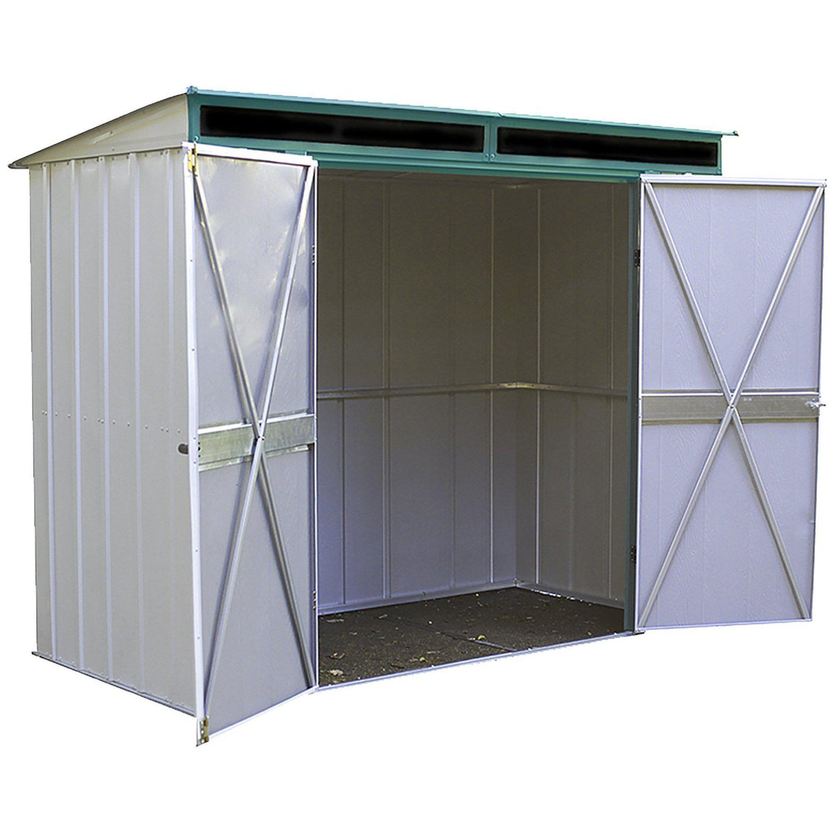Arrow Euro-Lite Steel Storage Pent Shed, Green/Eggshell, 8 x 4 ft.