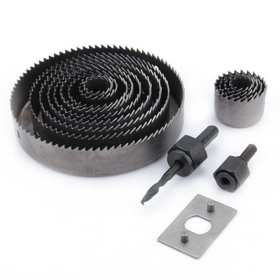 16 pcs Carbon Steel Metal Wood Hole Saw Kit Circle Cutter Round Drill Bits in Case with Mandrels and Install Plate for Door Knob Lock