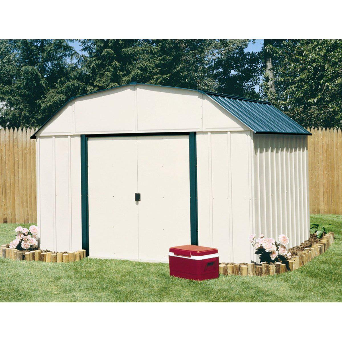 Arrow Vinyl Sheridan Steel Storage Shed, Meadow Green/Almond, 10 x 8 ft.