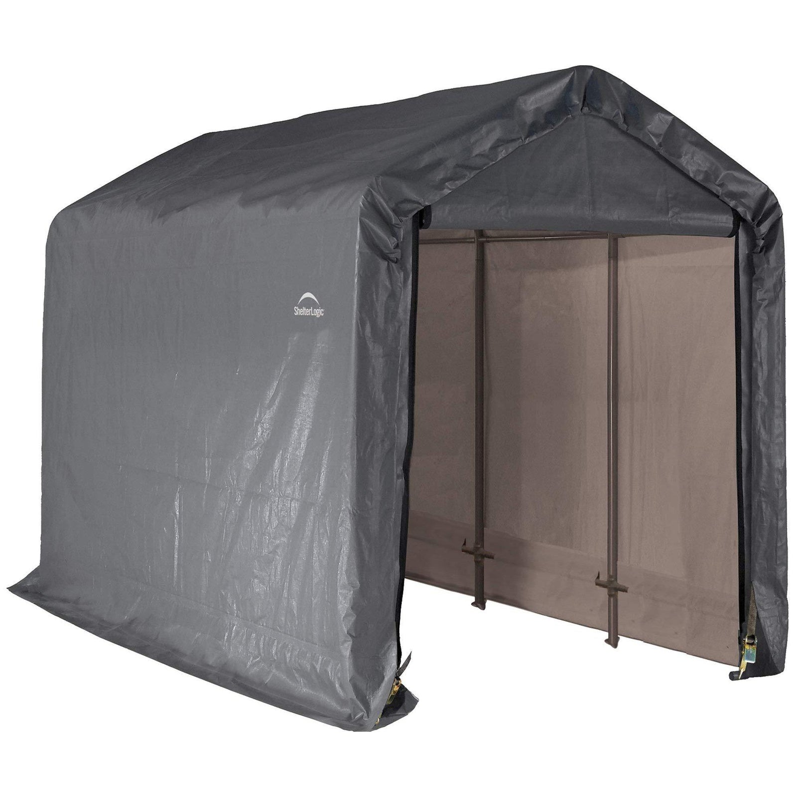 ShelterLogic Shed-in-a-Box with Auger Anchors, Peak, Gray