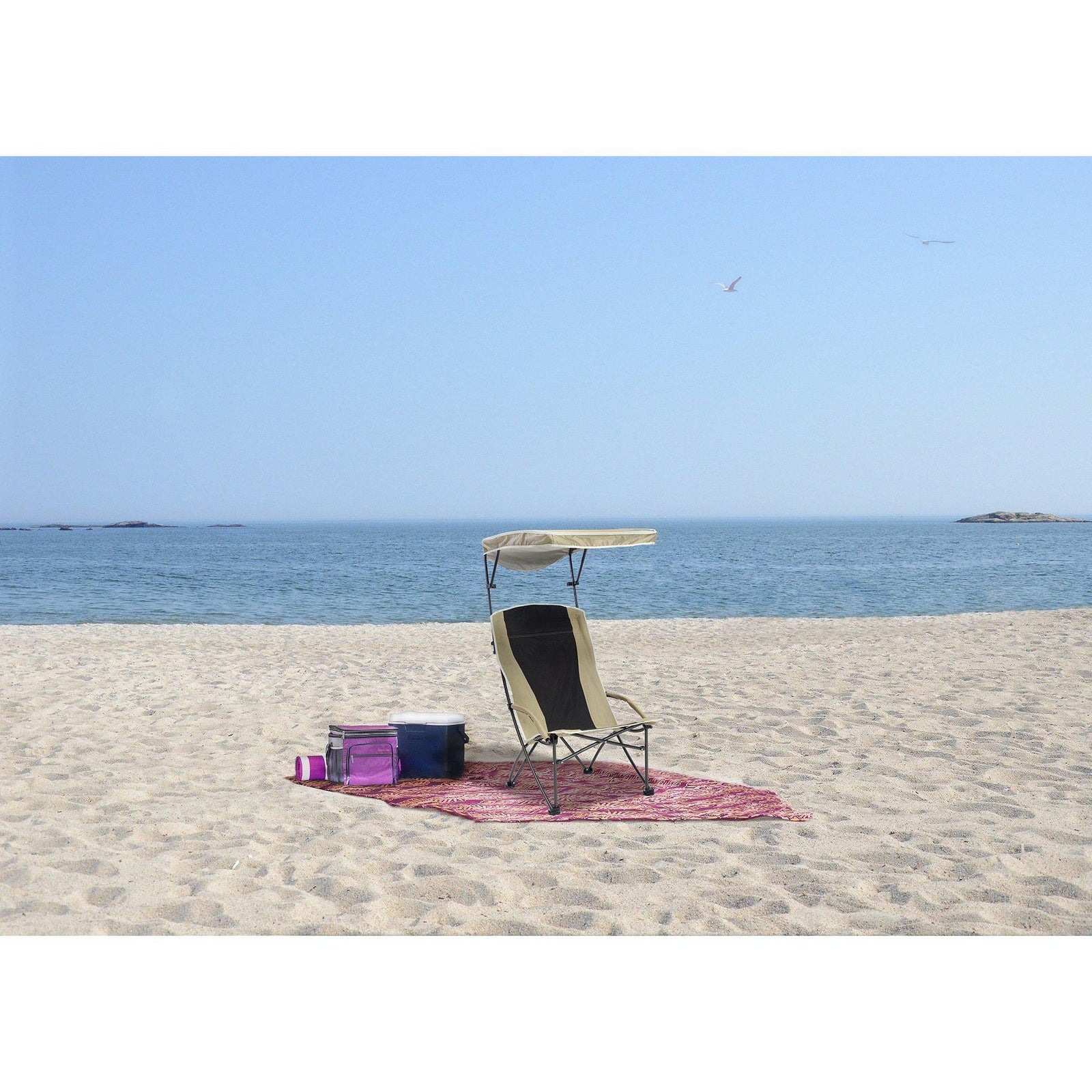Quik Shade Pro Comfort High Back Shade Folding Chair, Tan/Black