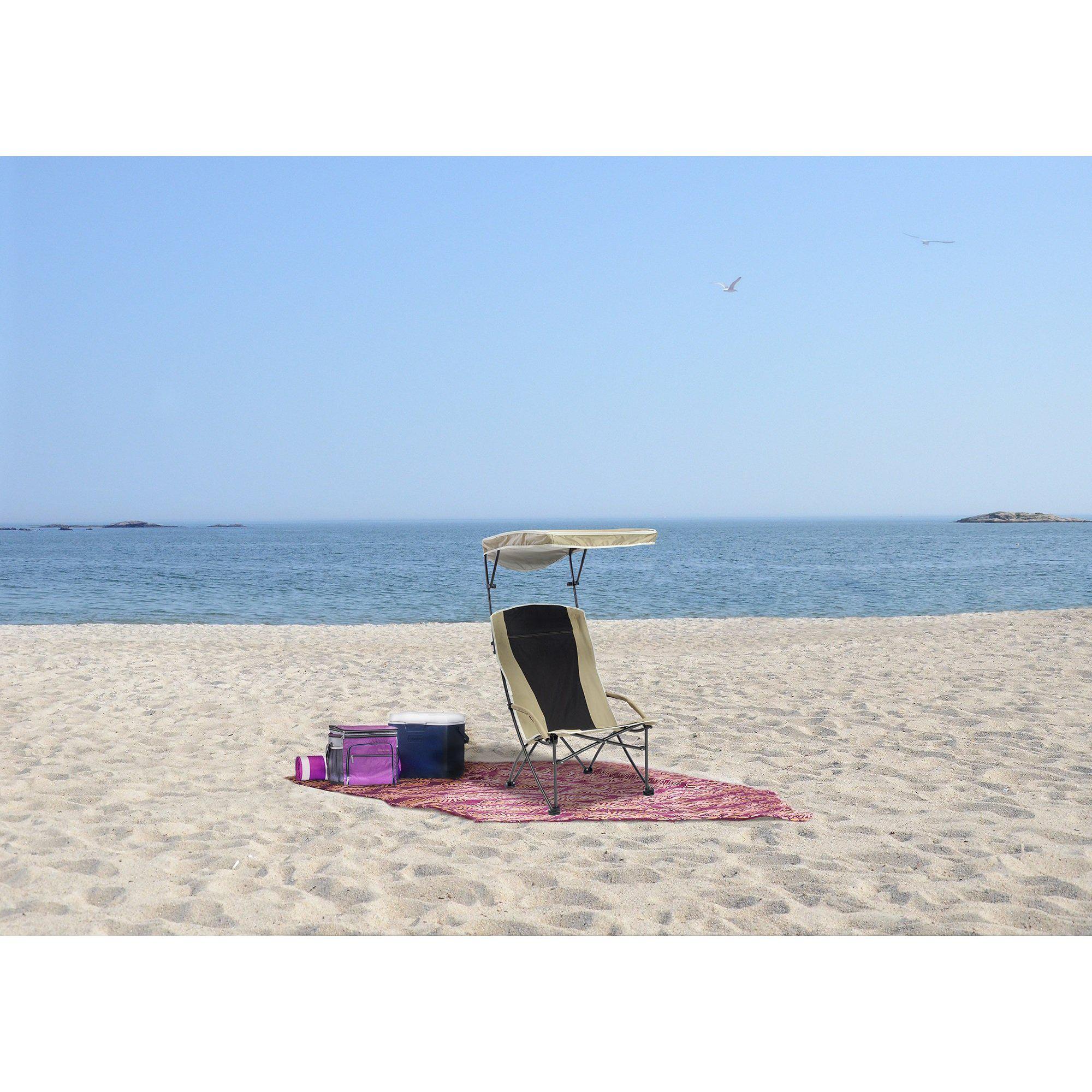 Quik Shade Pro Comfort High Back Shade Folding Chair, Tan/Black