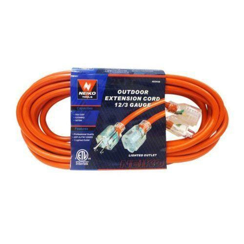 50 foot Extension Cord Lighted 12/3 Gauge Indoor Outdoor Heavy Duty Orange