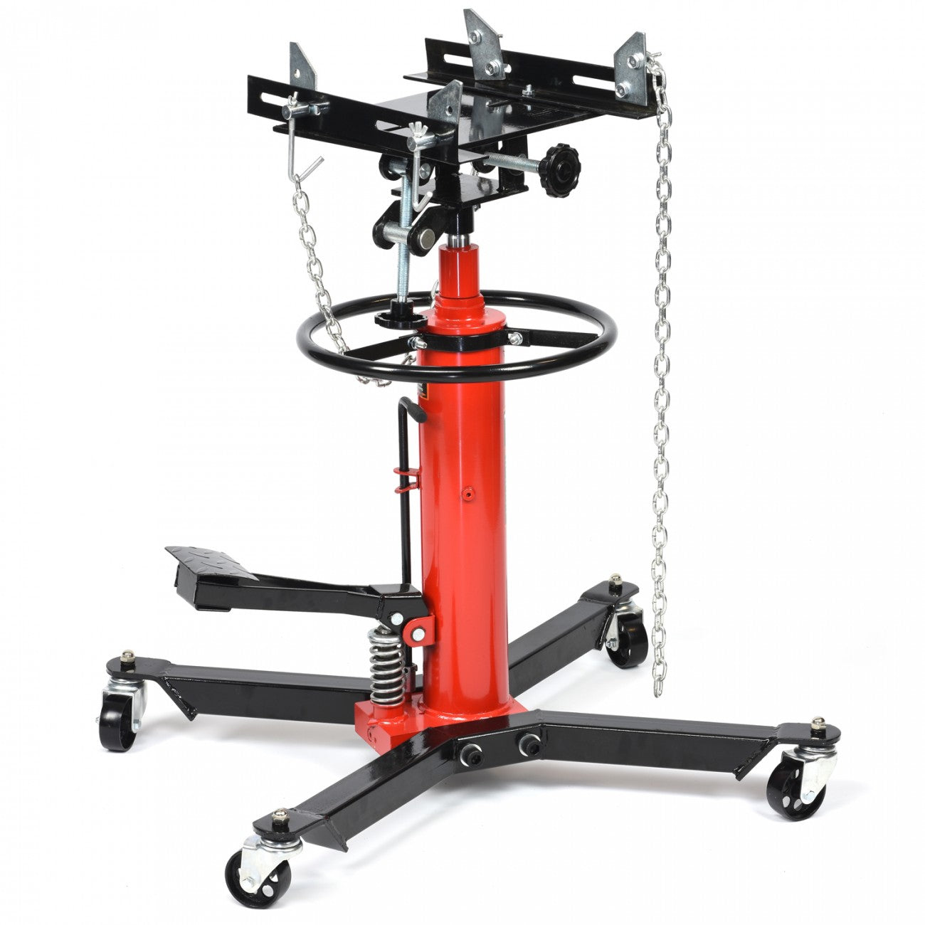 1/2 Ton 1000Lb Telescopic Hydraulic Transmission Jack 360 Swivel Wheel Car Lift Wide Base