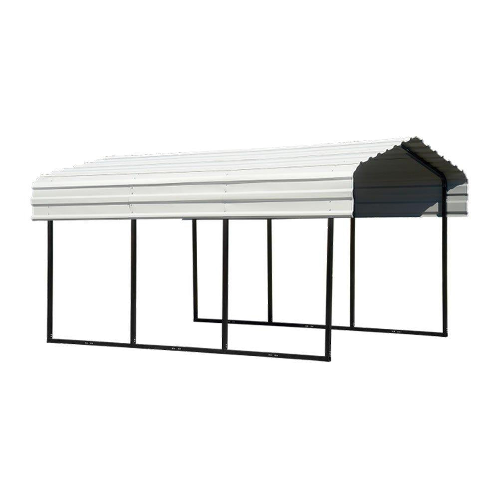Arrow CPH102407 Steel Carport ft. Galvanized, 10 x 24 x 7', Black/Eggshell
