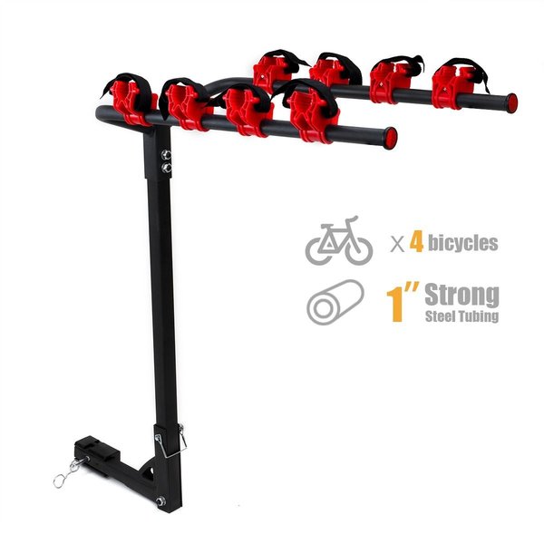 Hitch Mounted 4 Bike Rack Carrier 1-1/4' & 2" Hitch Receiver