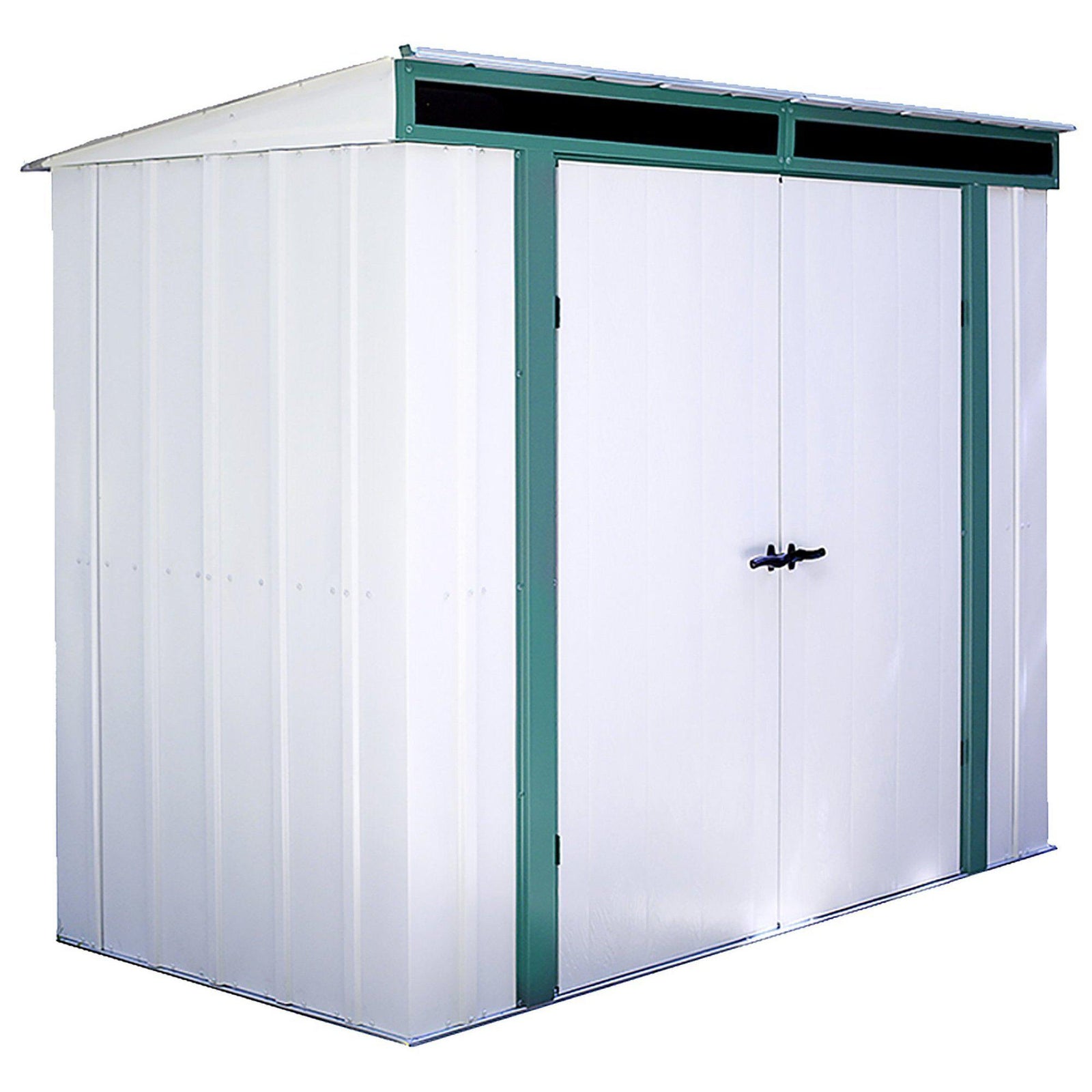 Arrow Euro-Lite Steel Storage Pent Shed, Green/Eggshell, 8 x 4 ft.