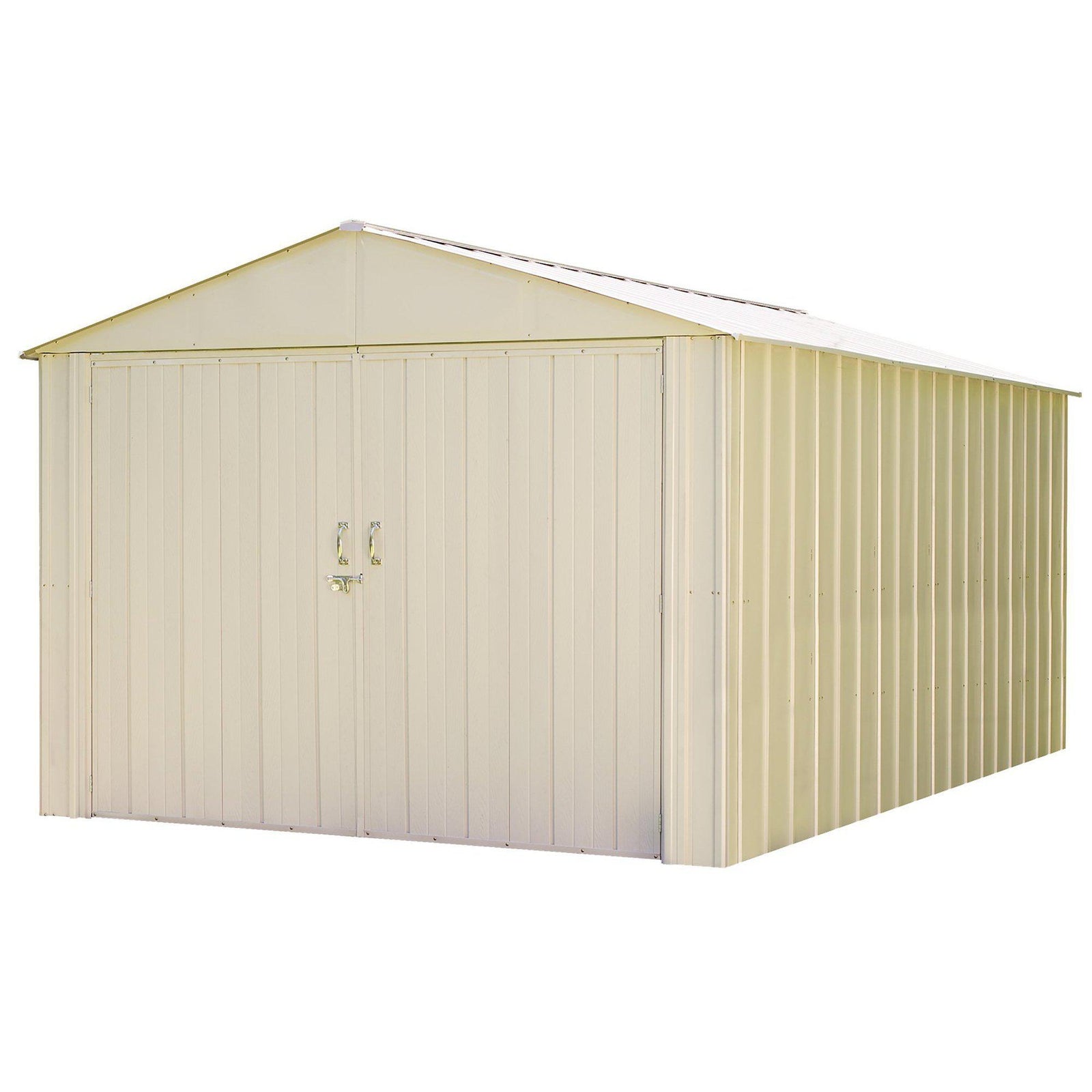 Arrow Commander Mountaineer High Gable Steel Storage Building, Eggshell, 10 x 15 ft.