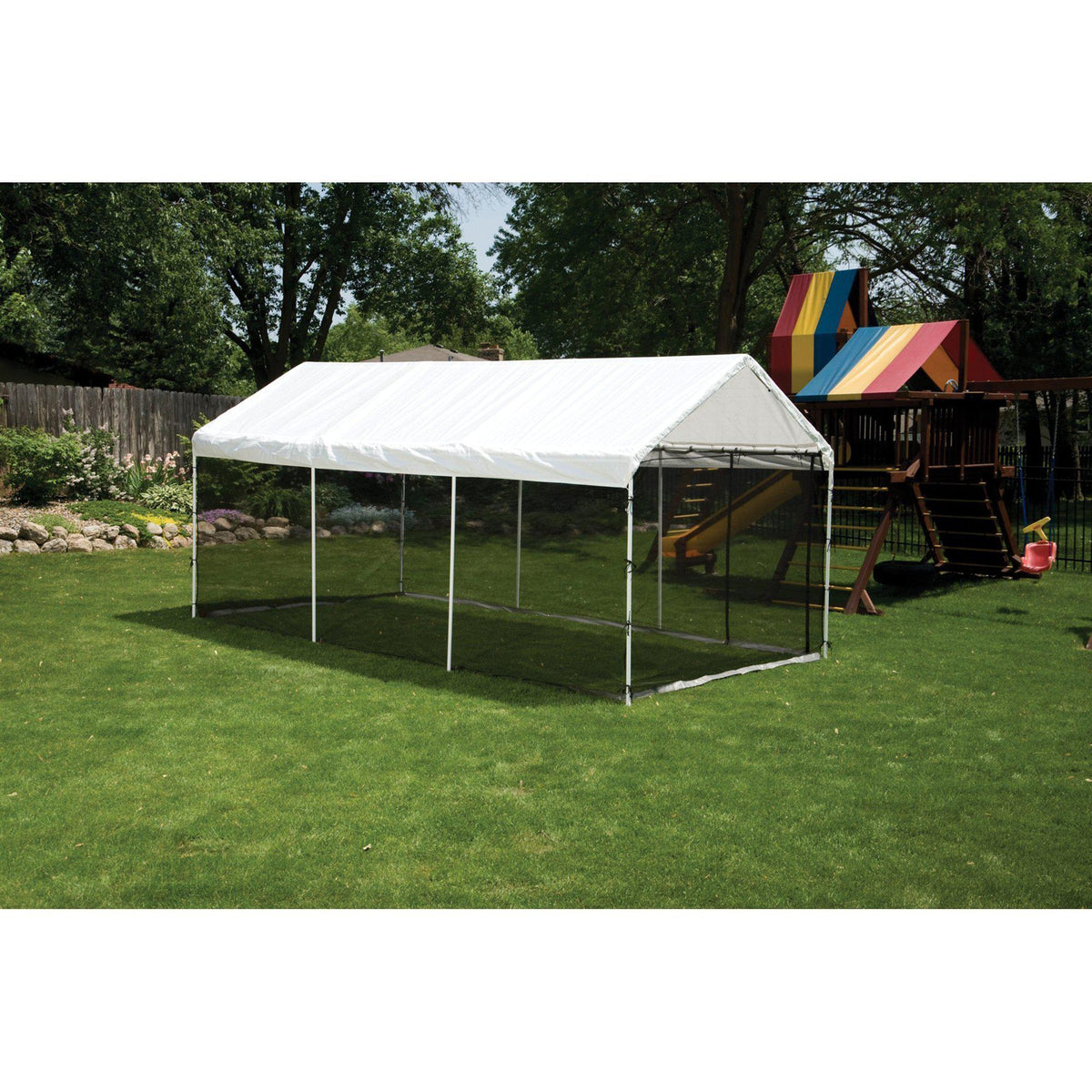 ShelterLogic MaxAP 2-in-1 Canopy with Screen Kit, White, 10 x 20 ft.