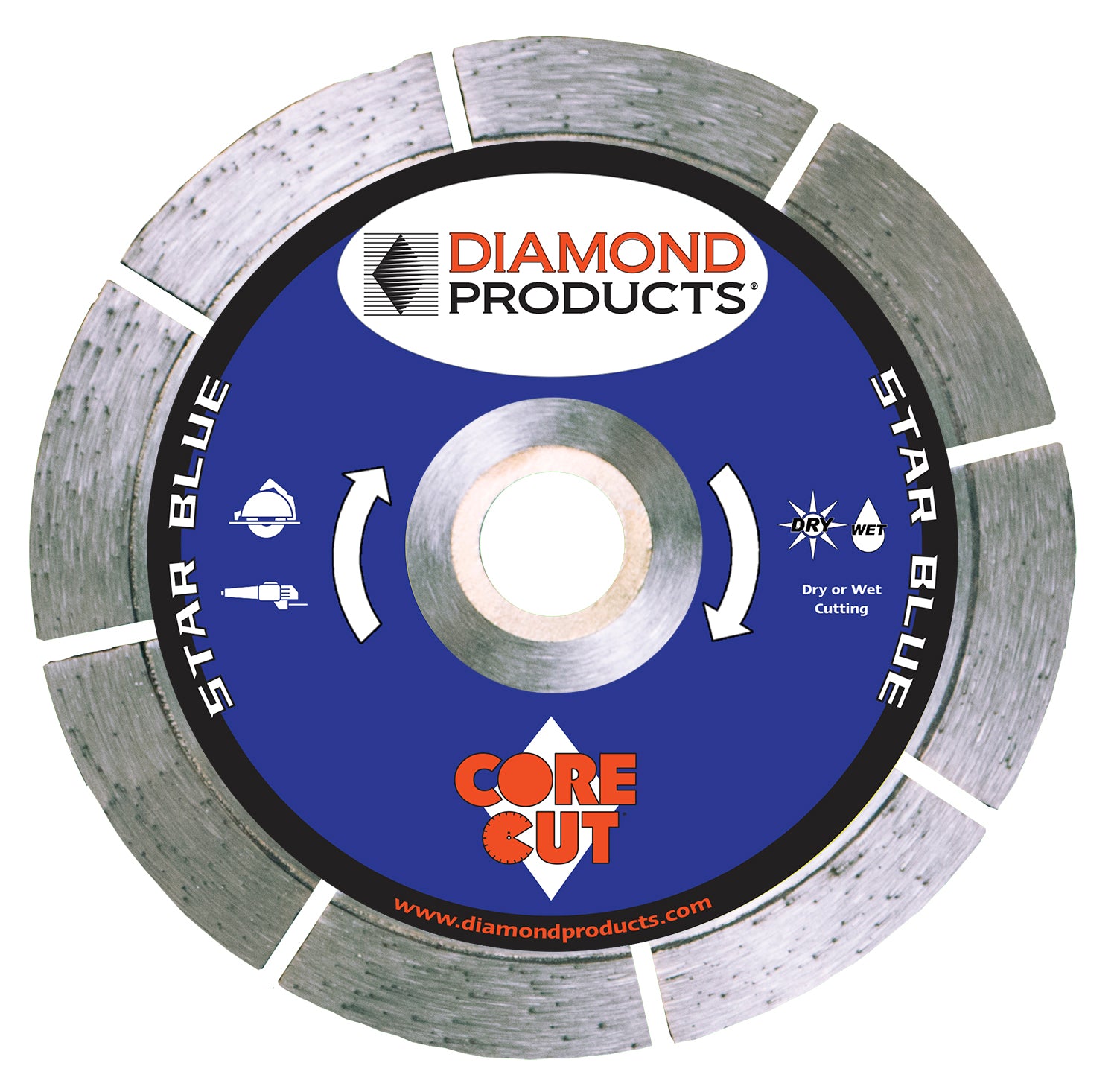 7" x .080 x <>7/8" Star Blue Small Diameter with diamond arbor and 7/8" (removable) bushing