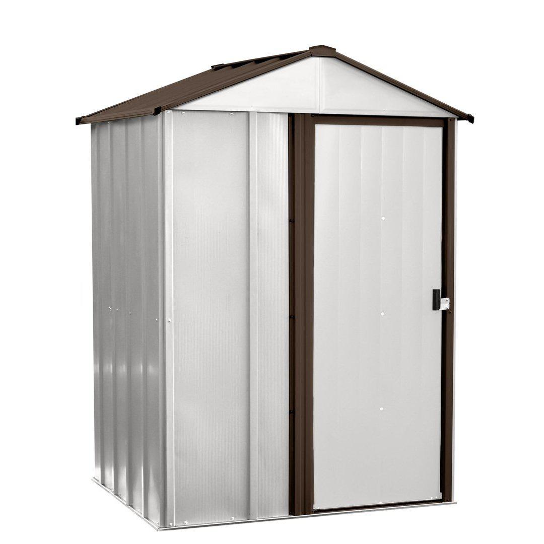 Arrow NW54 Low Gable Galvanized Steel Storage Shed, 5 x 4', Coffee/Eggshell