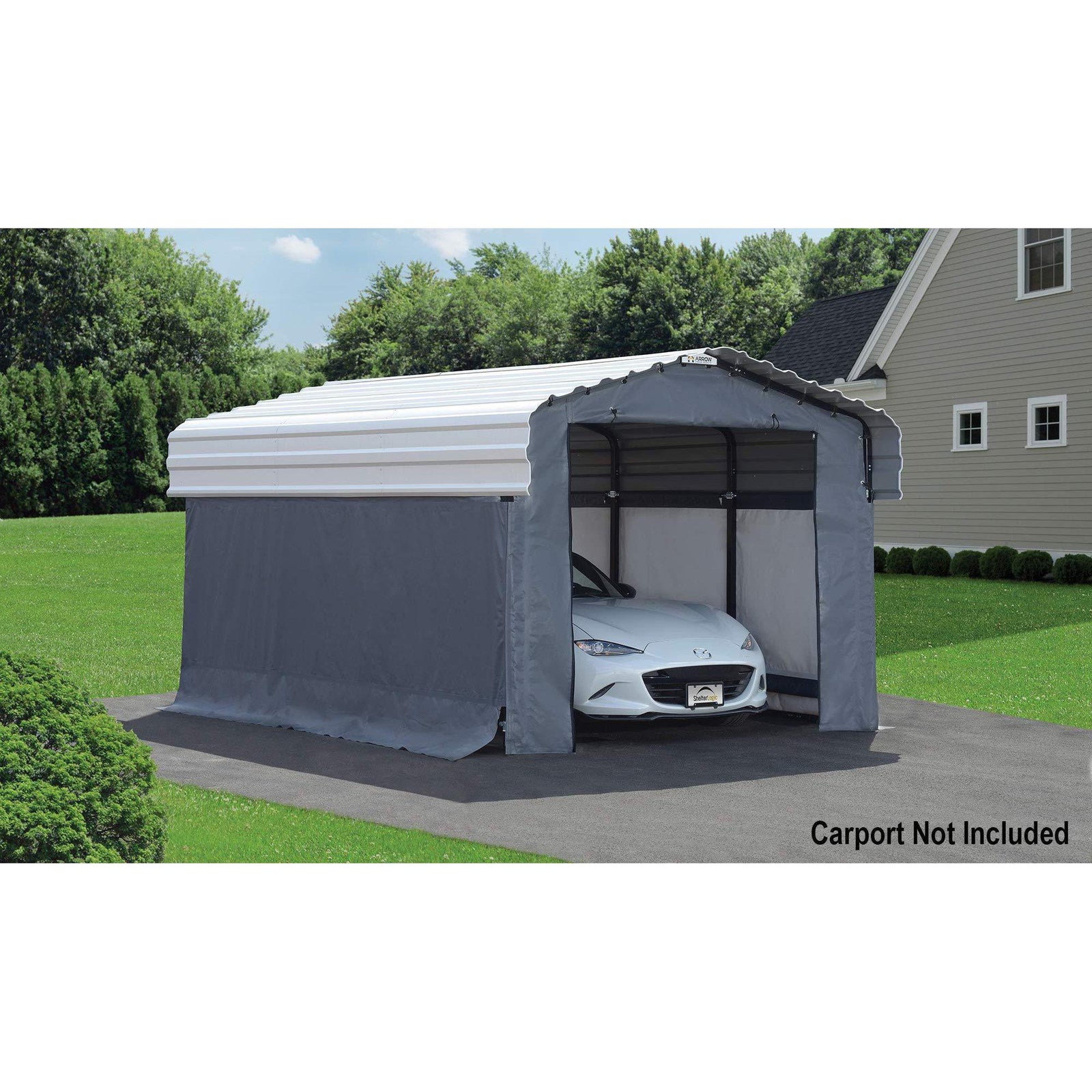 Arrow Fabric Enclosure Kit with UV Treated Cover for 10 x 15-Feet Carports, 10' x 15'