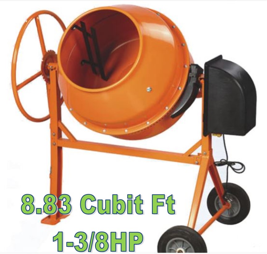 8.83 Cubic Feet Cement Concrete Mortar Mixer Heavy Dut - California Tools And Equipment