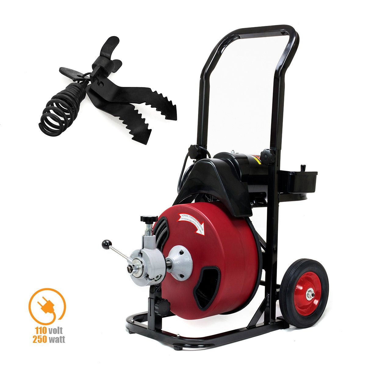 Commercial Electric Power Sewer Snake Drain Cleaner Auger 50 FT x 1/2" W/ 4 Cutter & Foot Switch