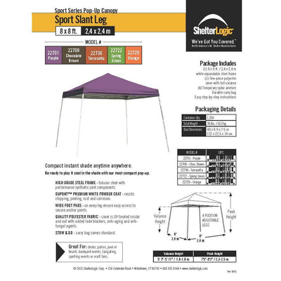 ShelterLogic Slant Leg Pop-Up Canopy with Roller Bag, 12 x 12 ft.